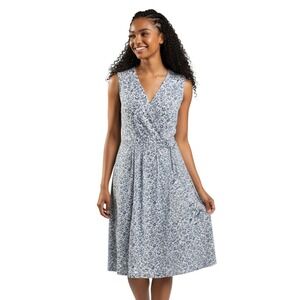 Banana Republic Womens Blue White Floral Wrap Front Sleeveless Midi Dress Small